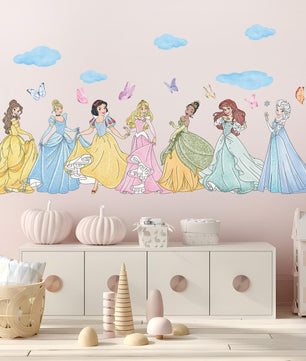 Vinilos decorativos Adhesivos infantiles de Pared princesas nubes y mariposas