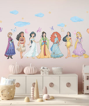 Vinilos decorativos Adhesivos infantiles de Pared princesas nubes y mariposas