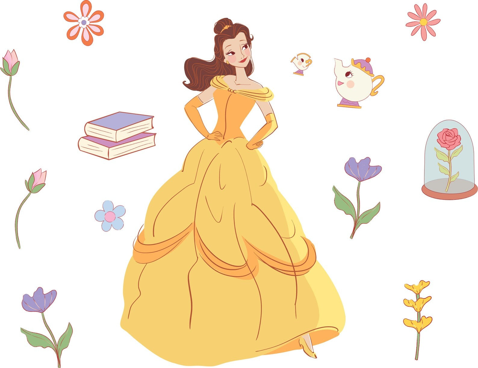 Vinilos decorativos Adhesivos infantiles de Pared princesas Bella