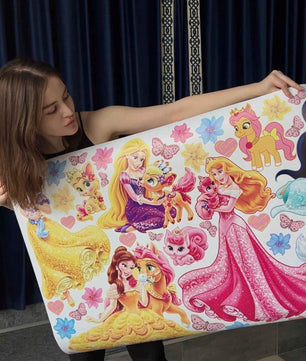 Vinilos decorativos Adhesivos infantiles de Pared princesas coloridas con mascotas