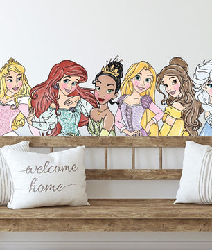Vinilos decorativos Adhesivos infantiles de Pared princesas acuarela mitad