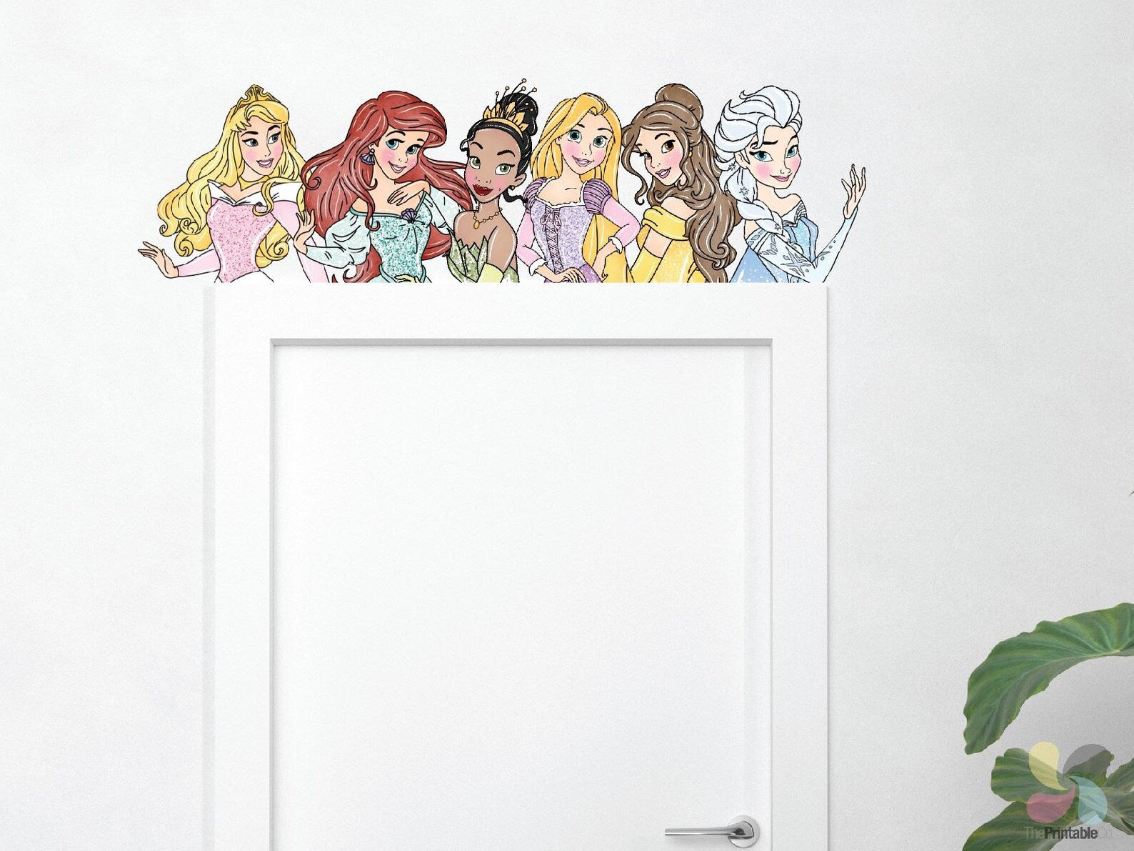 Vinilos decorativos Adhesivos infantiles de Pared princesas acuarela mitad