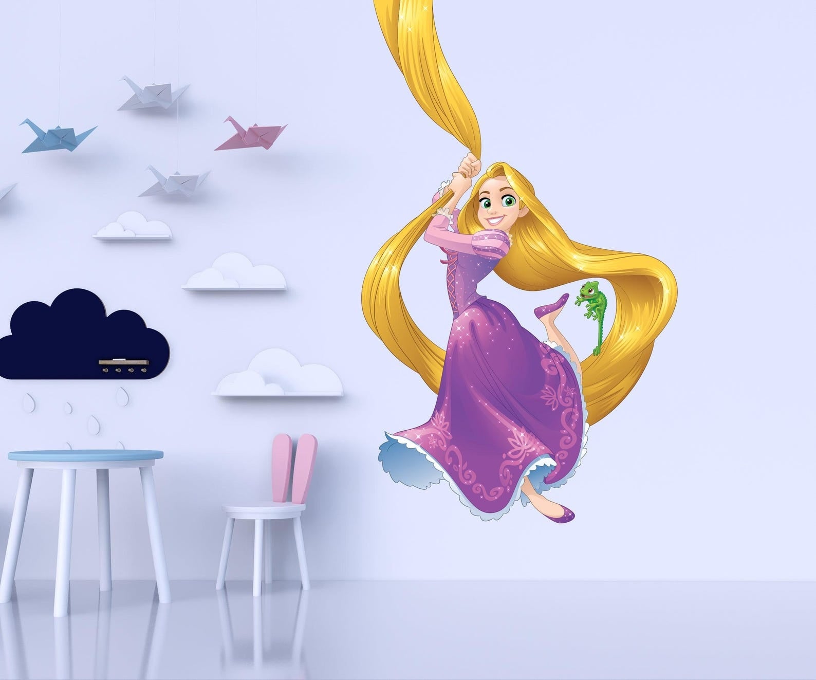Vinilos decorativos Adhesivos infantiles de Pared princesas rapunzel con cabello