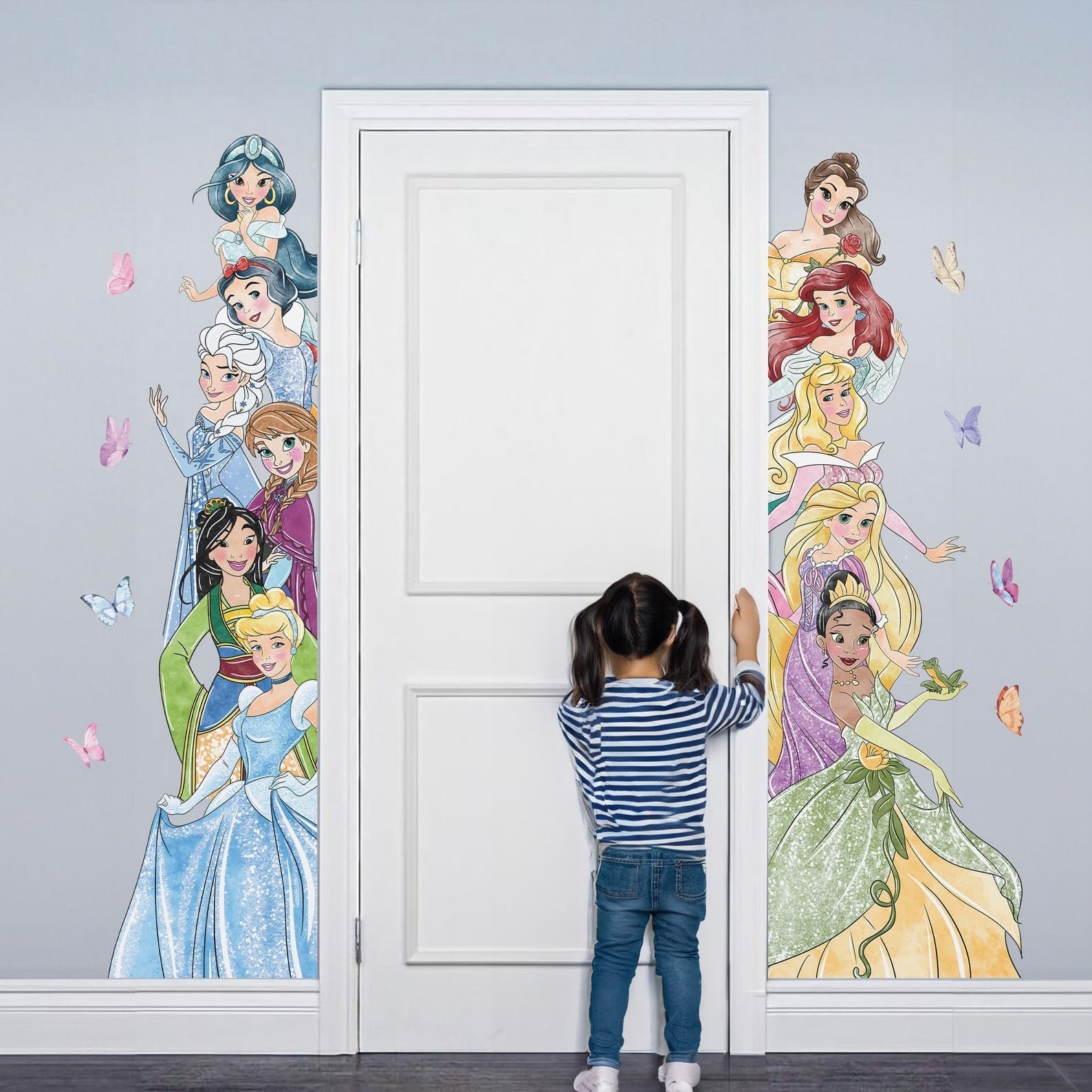 Vinilos decorativos Adhesivos infantiles de Pared princesas lateral de puerta acuarela