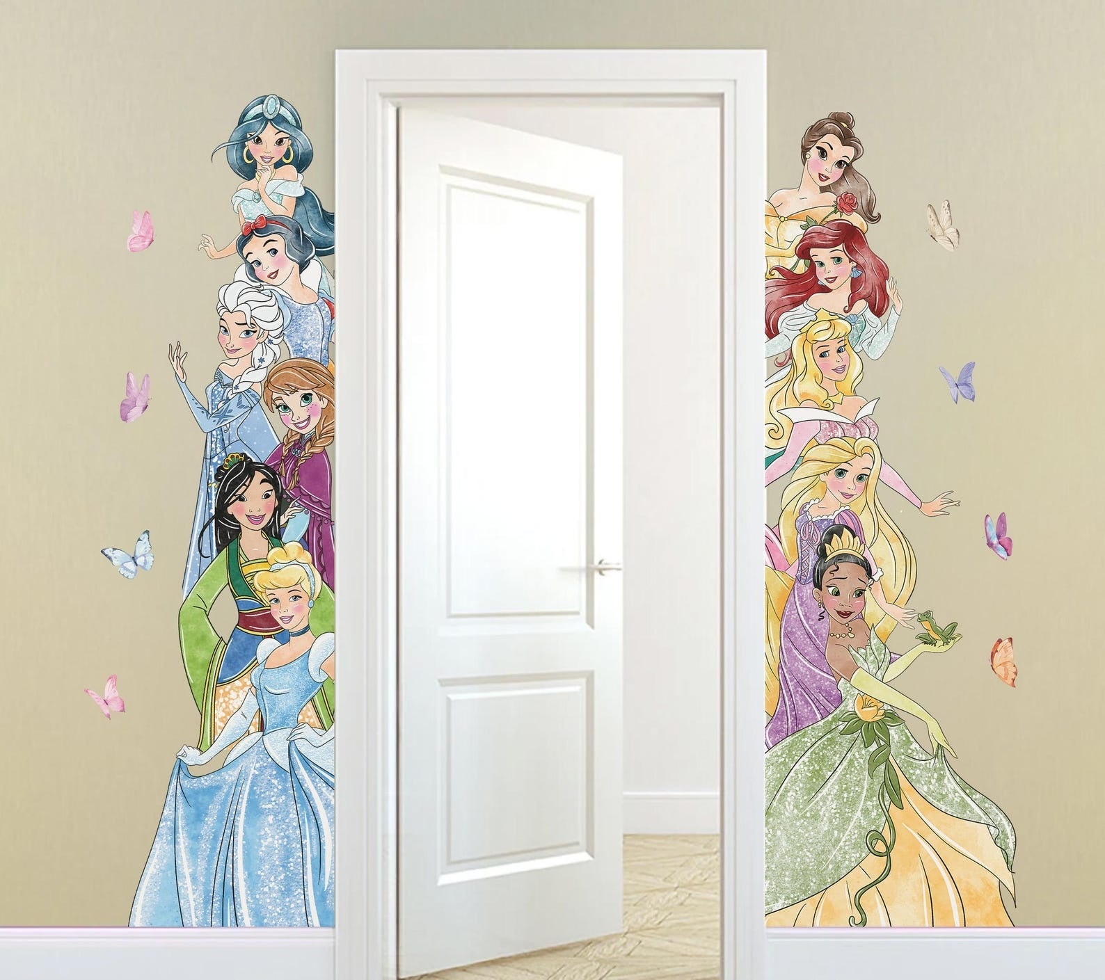 Vinilos decorativos Adhesivos infantiles de Pared princesas lateral de puerta acuarela