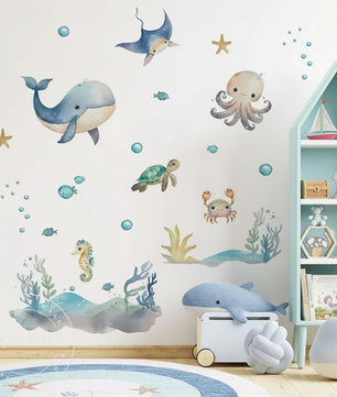 Vinilos decorativos Adhesivos infantiles de Pared animales de mar bebe