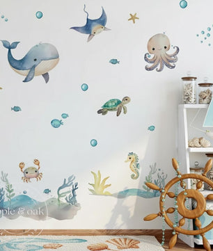 Vinilos decorativos Adhesivos infantiles de Pared animales de mar bebe