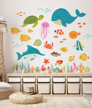 Vinilos decorativos Adhesivos infantiles de Pared animales marinos vector