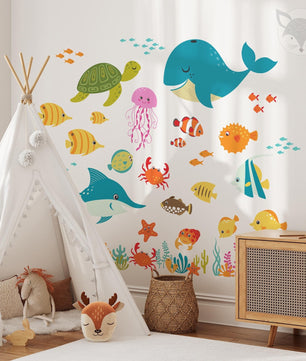 Vinilos decorativos Adhesivos infantiles de Pared animales marinos vector
