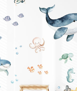 Vinilos decorativos Adhesivos infantiles de Pared animales marinos buceo