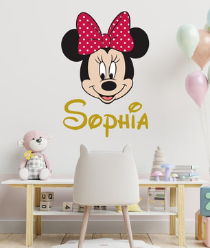 Vinilos decorativos Adhesivos infantiles de Pared minnie cara con nombre