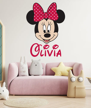 Vinilos decorativos Adhesivos infantiles de Pared minnie cara con nombre