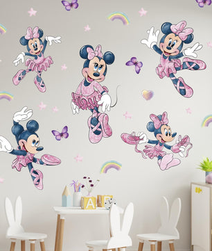 Vinilos decorativos Adhesivos infantiles de Pared minnie conjunto con estrellas