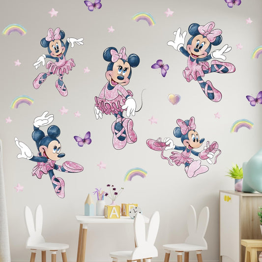Vinilos decorativos Adhesivos infantiles de Pared minnie conjunto con estrellas