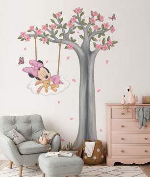 Vinilos decorativos Adhesivos infantiles de Pared minnie dormilona en arbol
