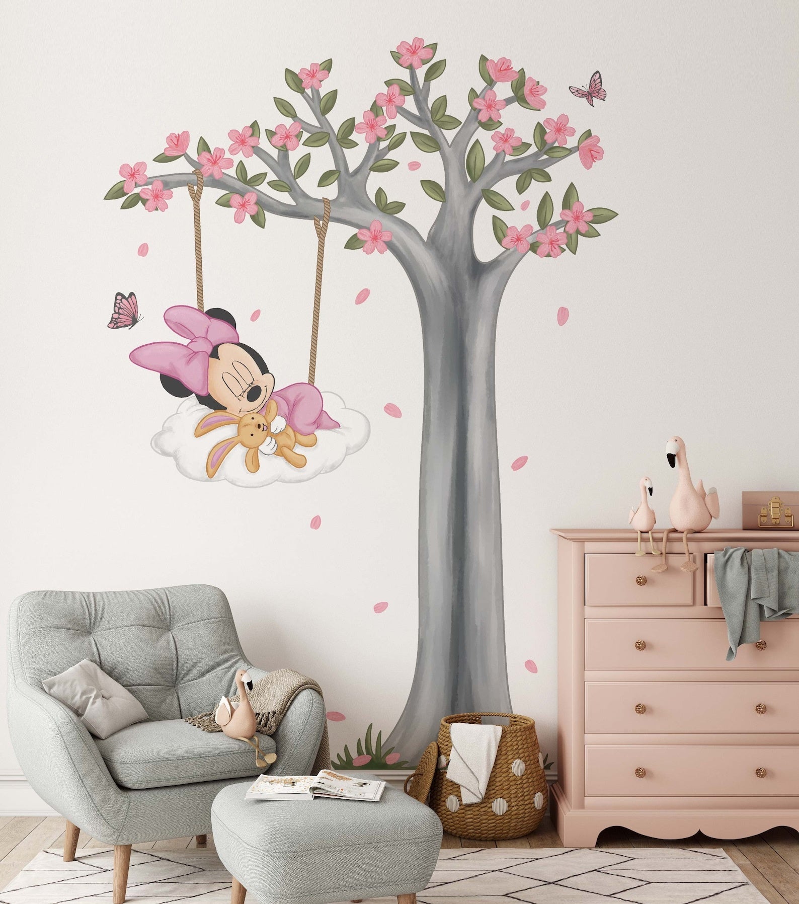 Vinilos decorativos Adhesivos infantiles de Pared minnie dormilona en arbol