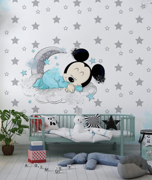 Vinilos decorativos Adhesivos infantiles de Pared mickey con estrellas