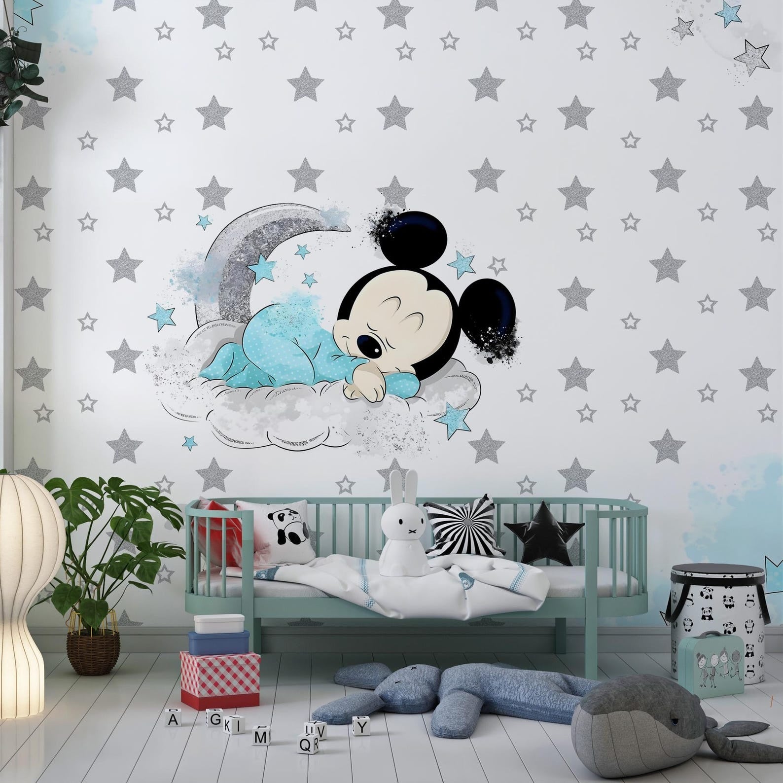 Vinilos decorativos Adhesivos infantiles de Pared mickey con estrellas