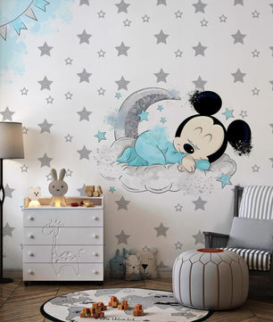 Vinilos decorativos Adhesivos infantiles de Pared mickey con estrellas