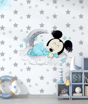 Vinilos decorativos Adhesivos infantiles de Pared mickey con estrellas