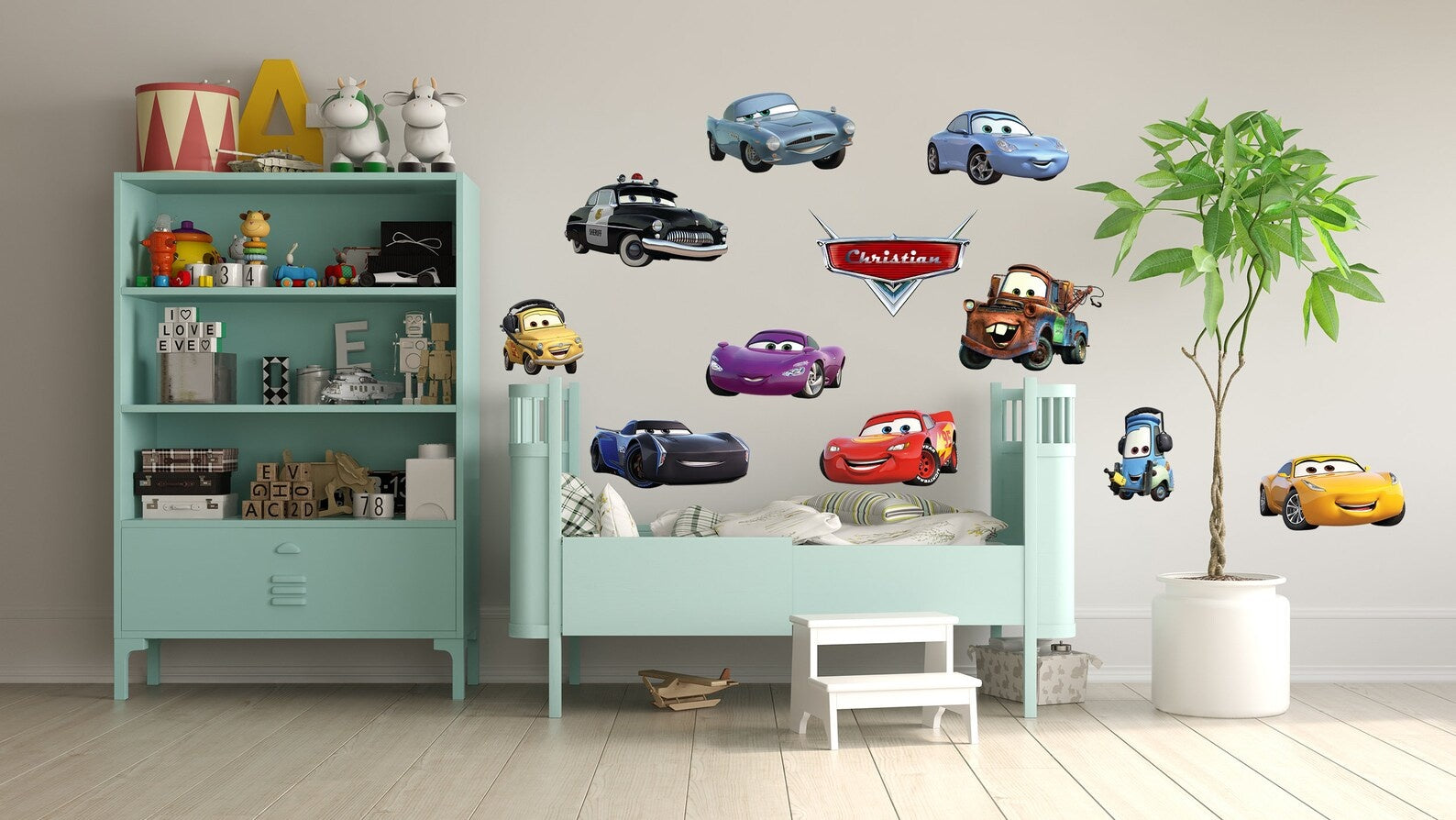 Vinilos decorativos Adhesivos infantiles de Pared Carro cars 2