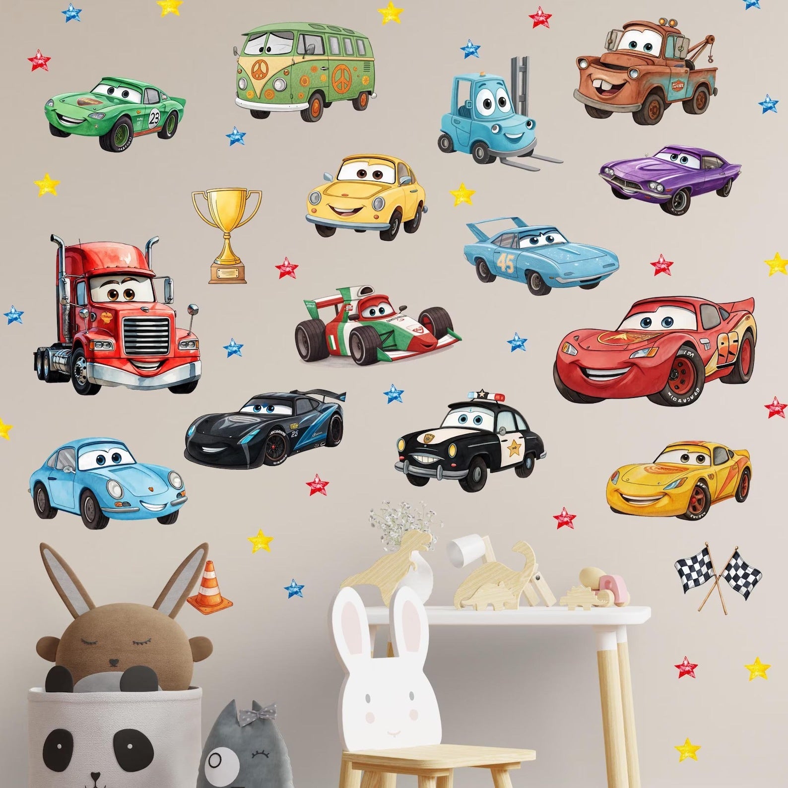 Vinilos decorativos Adhesivos infantiles de Pared Carro cars 3