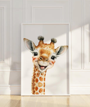 Cuadros Decorativos infantiles Modernos Animales Sonrientes Leon, Jirafa Elefante
