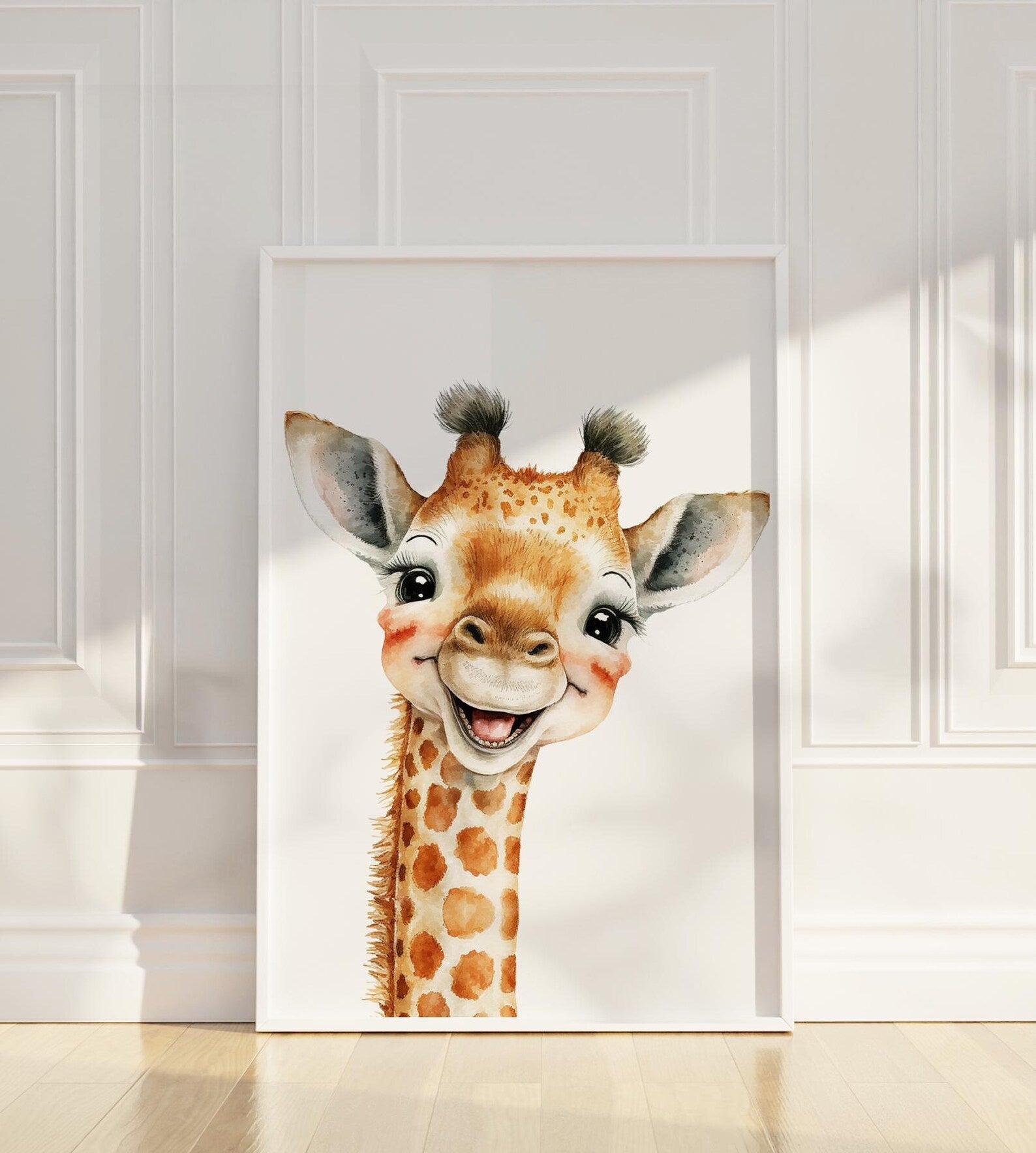 Cuadros Decorativos infantiles Modernos Animales Sonrientes Leon, Jirafa Elefante