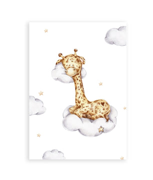 Cuadros Decorativos infantiles Modernos Animales en el cielo jirafa, elefante y oso