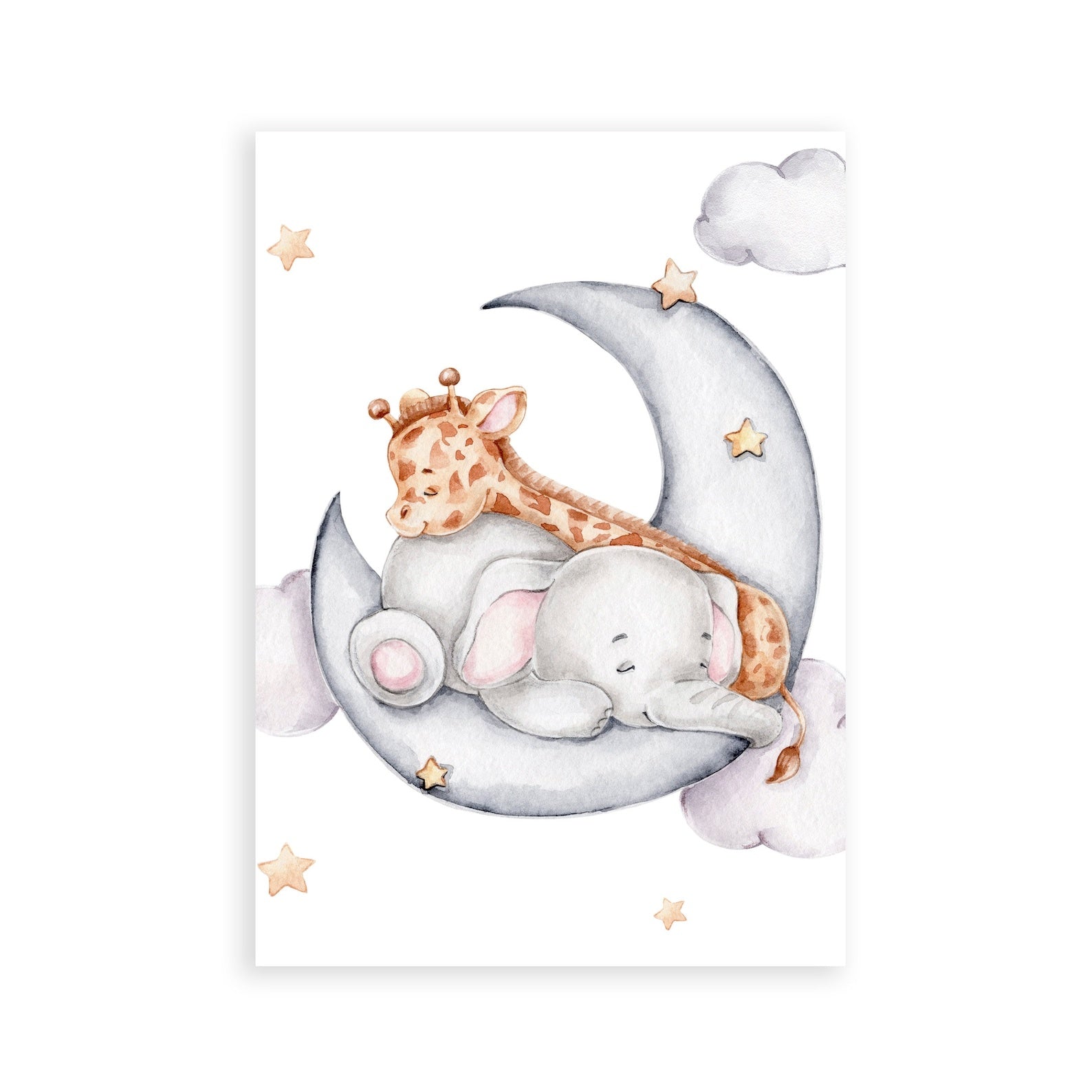 Cuadros Decorativos infantiles Modernos Animales en el cielo jirafa, elefante y oso