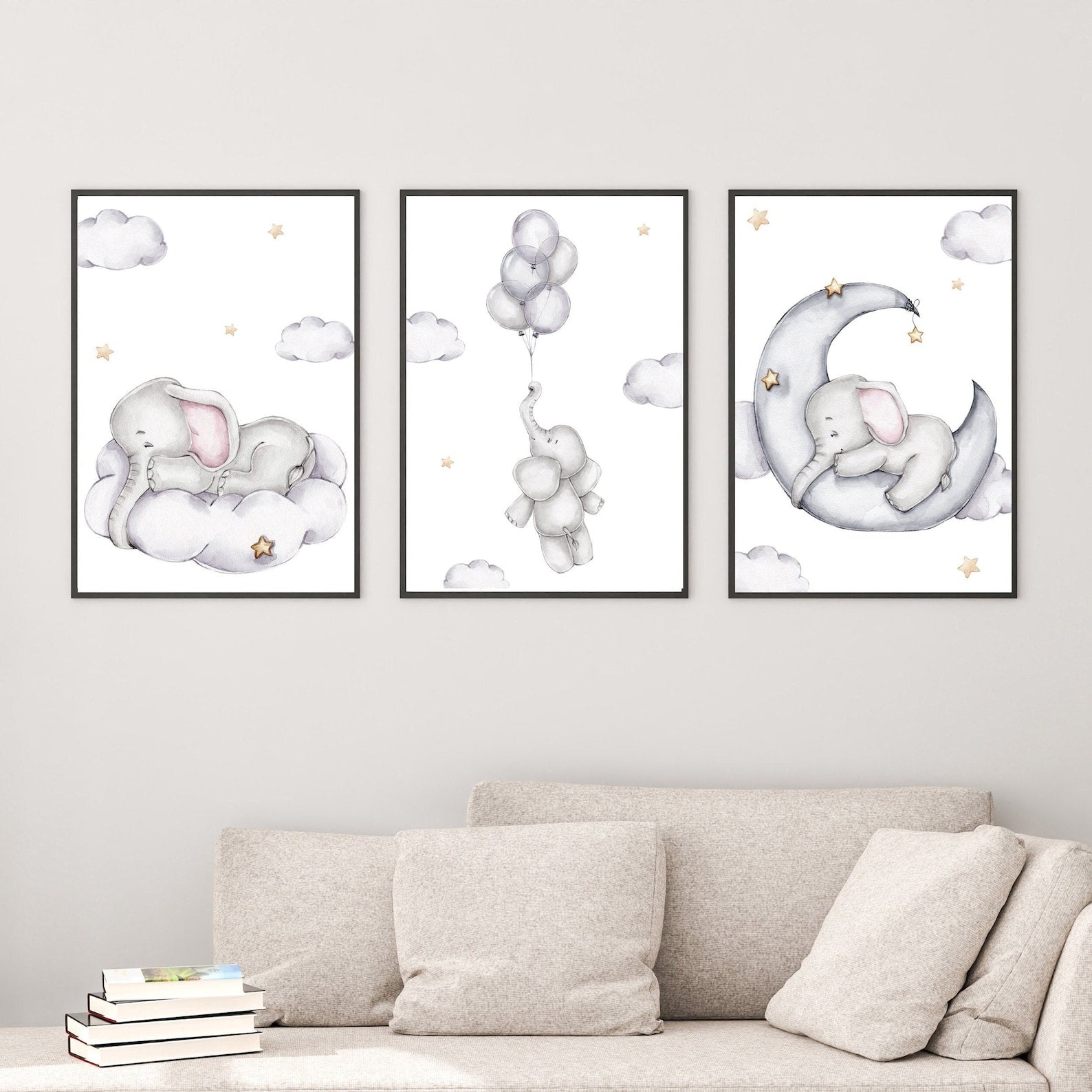 Cuadros Decorativos infantiles Modernos Animales Elefantes en el cielo