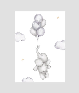 Cuadros Decorativos infantiles Modernos Animales Elefantes en el cielo