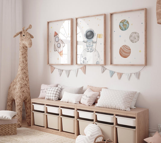 Cuadros Decorativos infantiles Modernos Astronautas en el espacio
