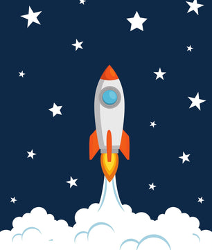 Cuadros Decorativos infantiles Modernos Astronautas, cohete y Galaxia