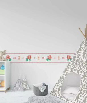 Cenefa infantil adhesiva Sirena Acuarela