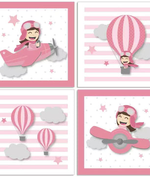 Combo de aviador rosa para niña
