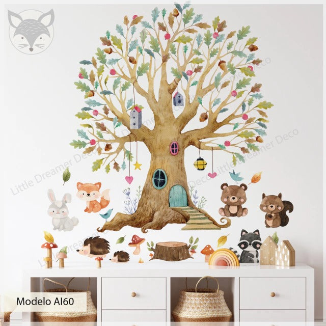 Combo de Vinilos decorativos Adhesivos Animales acuarela