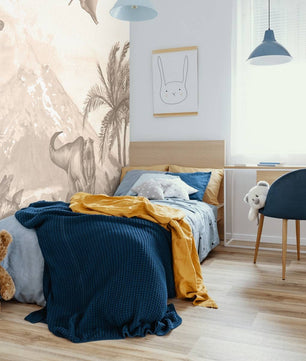 Papel para paredes Varios dinosaurios en color marron