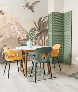 Papel para paredes Varios dinosaurios en color marron