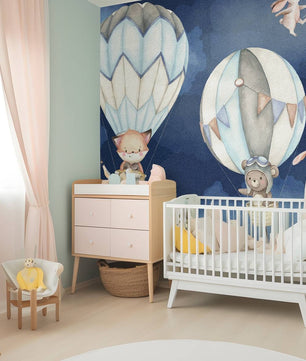 Papel para paredes Animales voladores azul o rosa