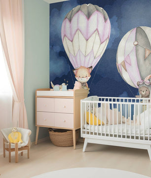 Papel para paredes Animales voladores azul o rosa