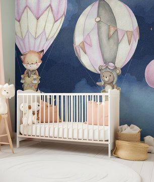 Papel para paredes Animales voladores azul o rosa