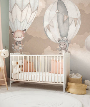 Papel para paredesAnimales voladores gris topo