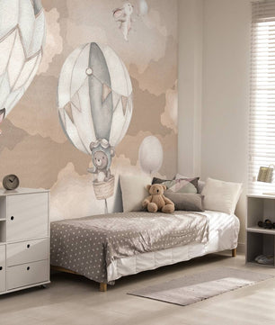 Papel para paredesAnimales voladores gris topo