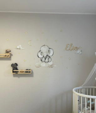 Vinilos decorativos Adhesivos infantiles de Pared Elefante en nube gris