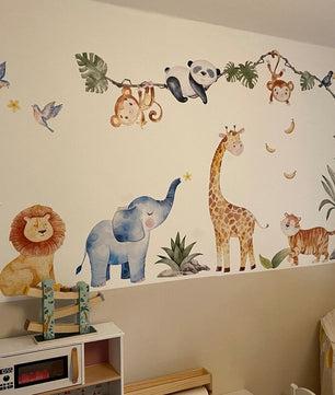 Vinilos decorativos Adhesivos infantiles de pared Animales de Safari niño (0021)