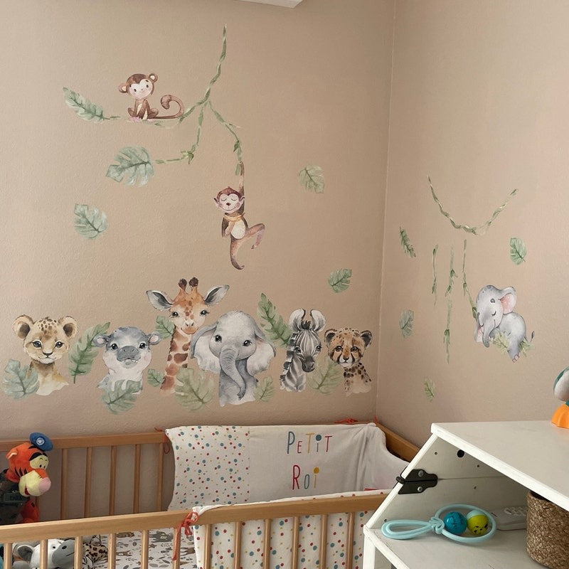 Vinilos decorativos Adhesivos infantiles de Pared  Conjunto de animales de Safari (0014)