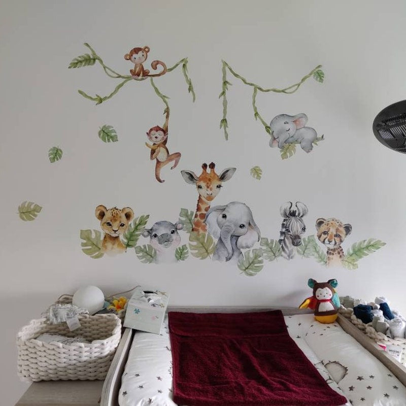 Vinilos decorativos Adhesivos infantiles de Pared  Conjunto de animales de Safari (0014)