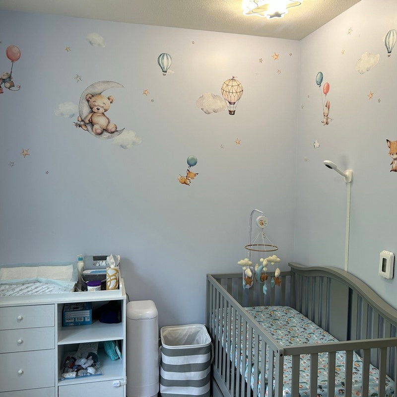 Vinilos decorativos Adhesivos infantiles de Pared Oso en la luna niño (0081)