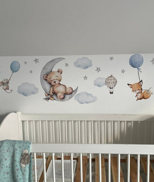 Vinilos decorativos Adhesivos infantiles de Pared Oso en la luna niño (0081)